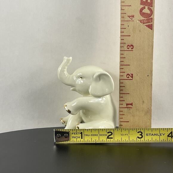 Lenox Baby Elephant Figurine Porcelain with Gold Color Accents 2.5" Trunk Up Sit - Picture 7 of 8